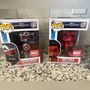 Funko Pop Marvel Red Hulk and Captain America Exclusive Figures